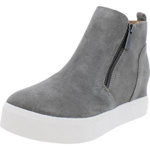 J/Slides Womens Sky Gray Suede Zip Up Wedge Fashion Sneakers Shoes NWOB